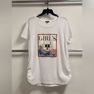 Short Sleeve Side Cinch Waffle Top w) GIRL’S patch (NEW)